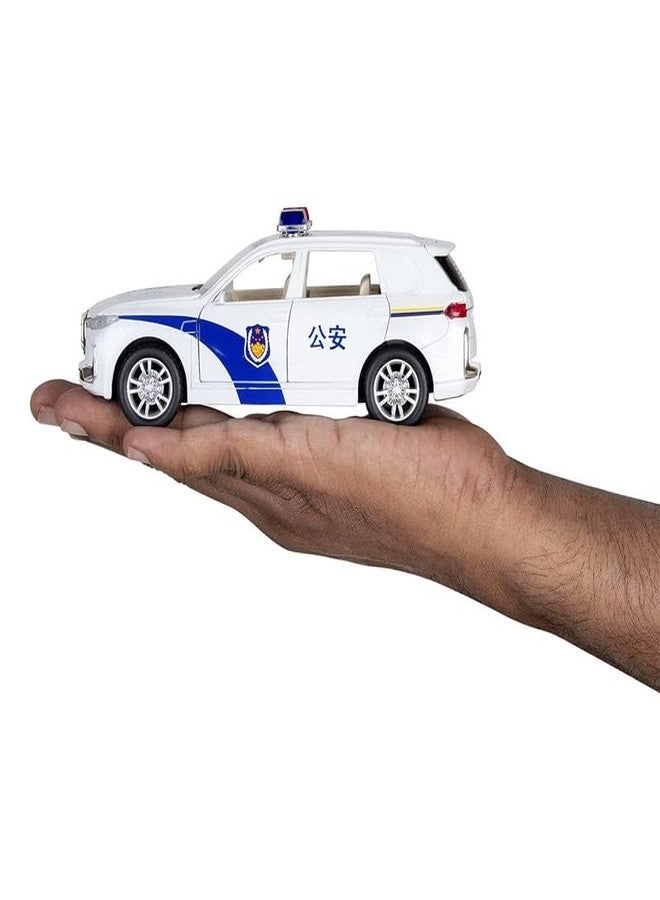 AHBHT Kids Model 1:32 Police Die Cast Metal Car Pull Back Action Opening Doors with Realistic Engine Sound Lights Toy Car Gift for Boys - White - Image 5
